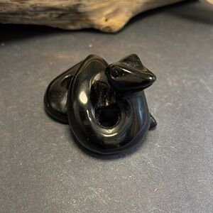Obsidian Serpent Snake Carving